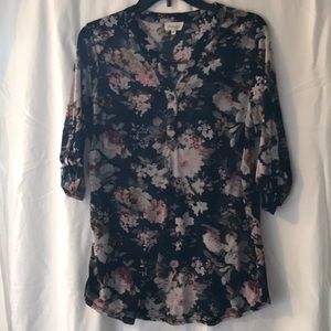 Blue pink flower shirt